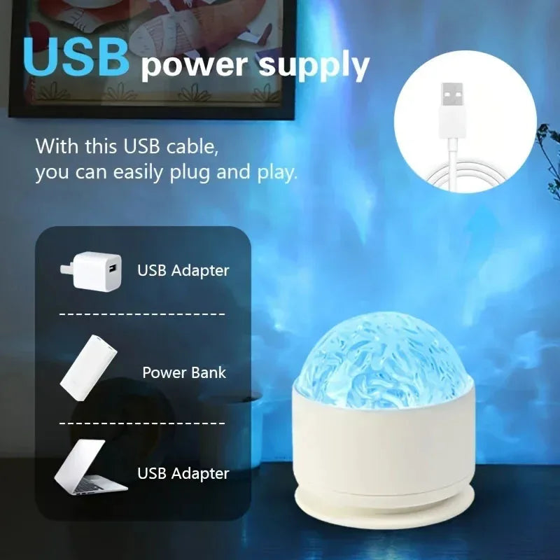 Aurora Borealis Starry Sky Rotating Projector with Remote Control LED Galaxy Night Light 16 Color-Changing Light Effects USBPlug