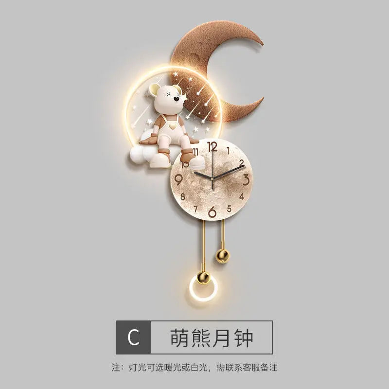 Light Luxury Living Room With High-end Feel Wall Clock Hanging Painting Dining Room Wall Lamp Reloj De Pared Grande Modern