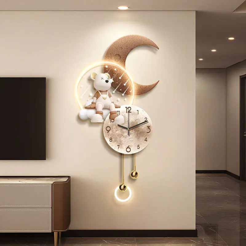 Light Luxury Living Room With High-end Feel Wall Clock Hanging Painting Dining Room Wall Lamp Reloj De Pared Grande Modern