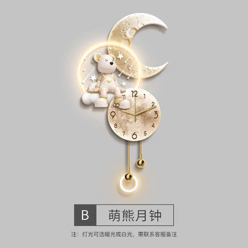 Light Luxury Living Room With High-end Feel Wall Clock Hanging Painting Dining Room Wall Lamp Reloj De Pared Grande Modern