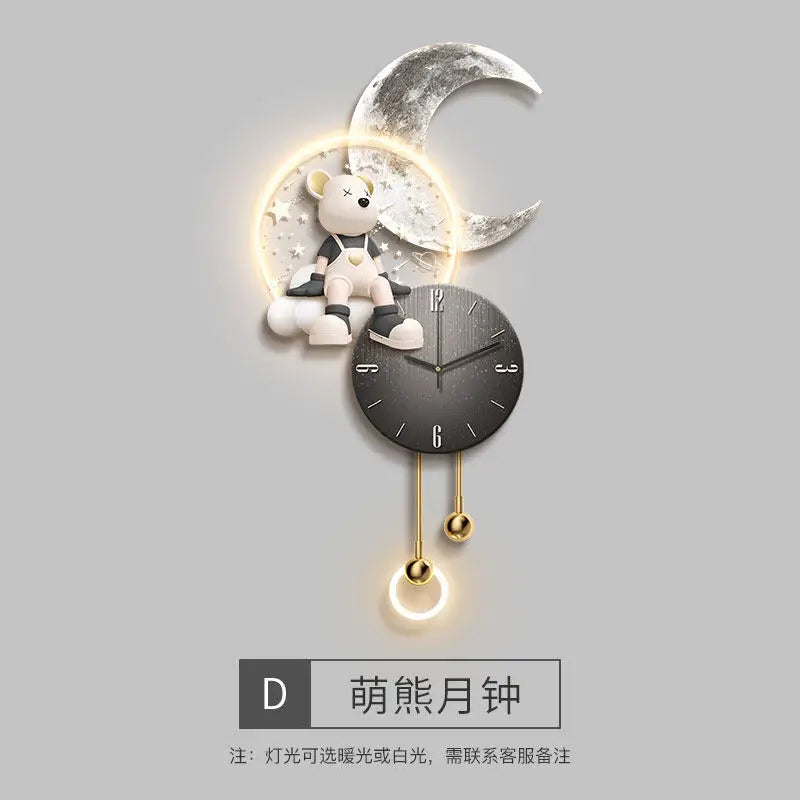 Light Luxury Living Room With High-end Feel Wall Clock Hanging Painting Dining Room Wall Lamp Reloj De Pared Grande Modern