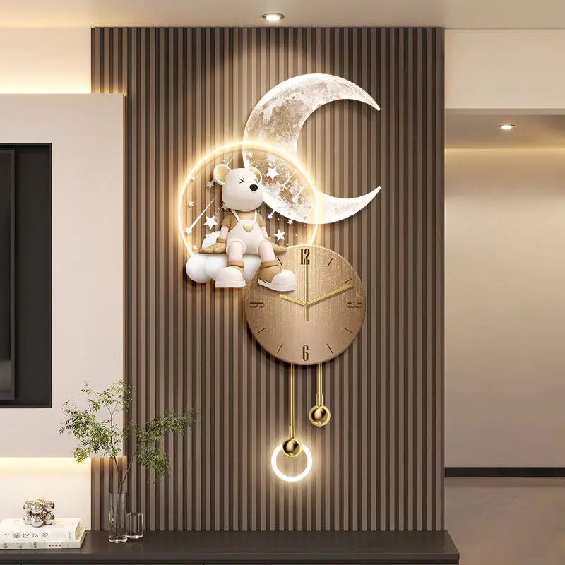 Light Luxury Living Room With High-end Feel Wall Clock Hanging Painting Dining Room Wall Lamp Reloj De Pared Grande Modern