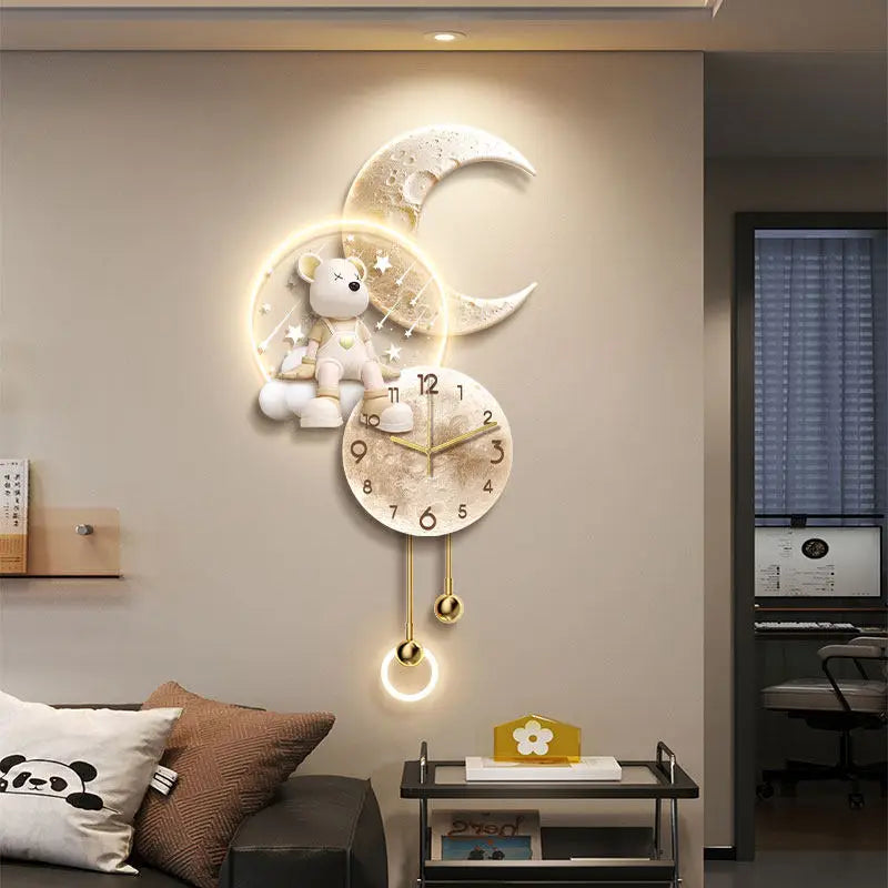Light Luxury Living Room With High-end Feel Wall Clock Hanging Painting Dining Room Wall Lamp Reloj De Pared Grande Modern