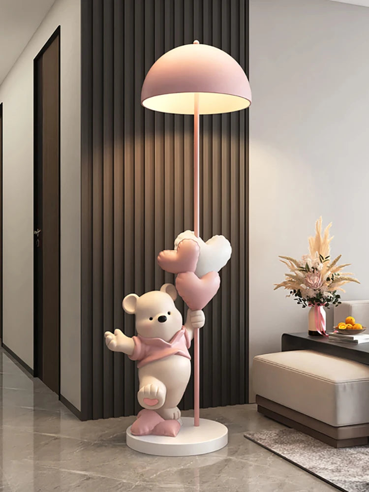 Home Decor 162CM Luminous Love Bear Statue Floor Decor Nordic Living Room Large Animal Sculpture Art Ornament Housewarming Gift