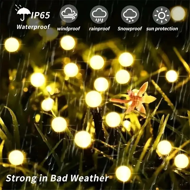 10 Lights Solar Lawn Lamp Garden Lamp, LED Wind-driven FireflyGround Plug Lamp, Garden Ramadan Decoration Festival Lamp