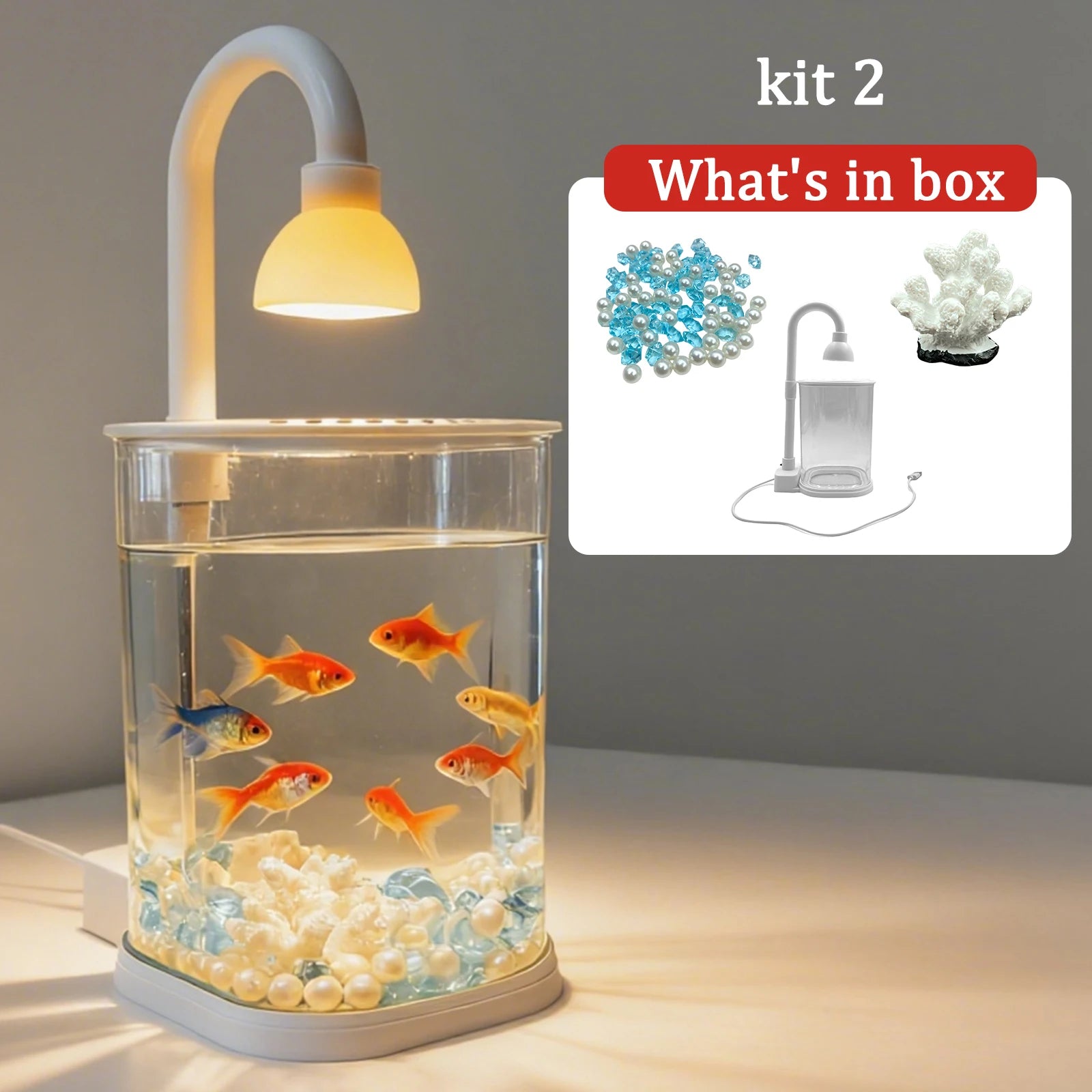 Starter Kit Small Fish Tank Axolotl Tank Tabletop Turtle Tank Goldfish Tank With Light Party Chirstmas Gift Idea For Kids