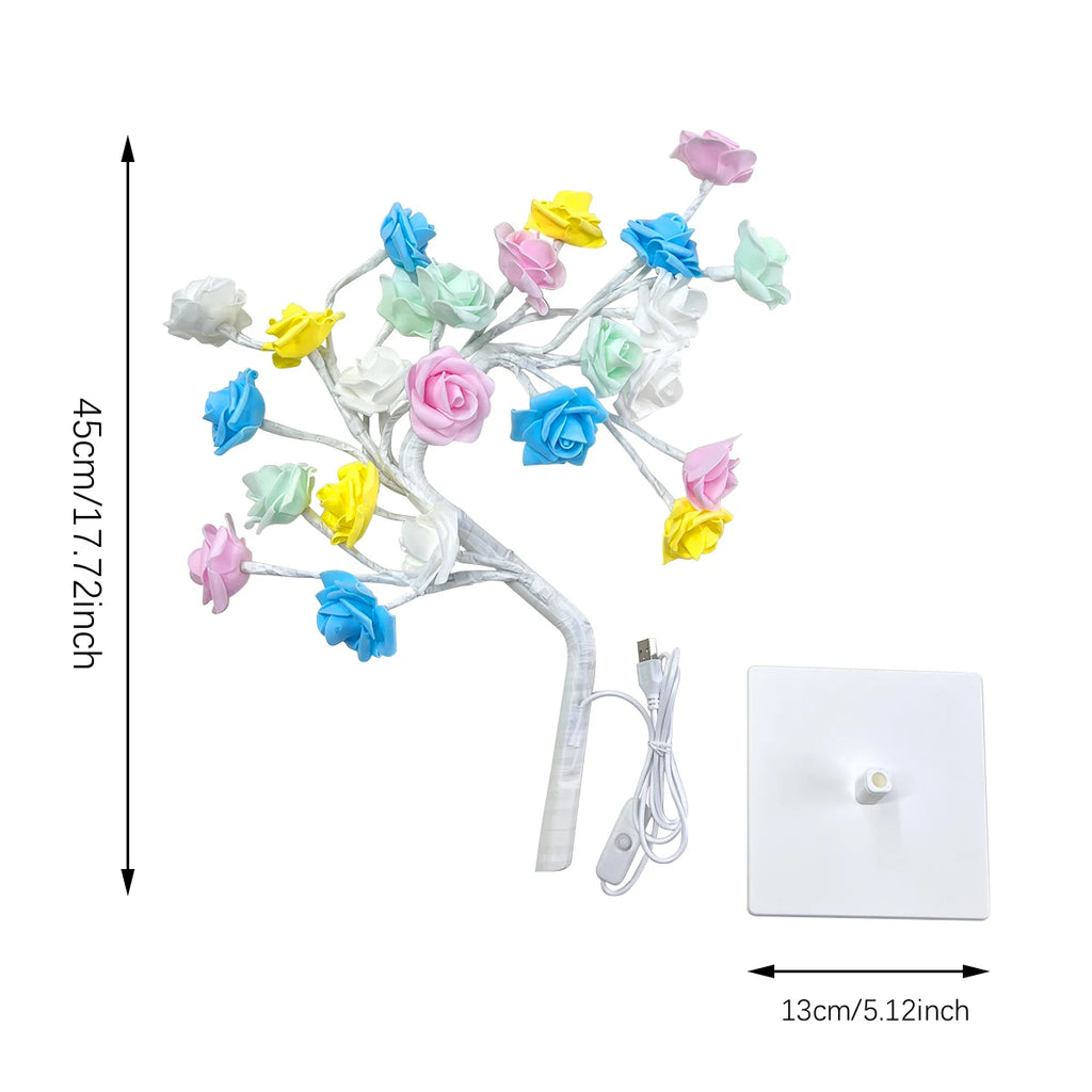 36LED/108LED Table Lamp, Rose Light String, Tree Night Lights, USB Powered Lighting, for Girls Lover Party Camping Summer  Decor