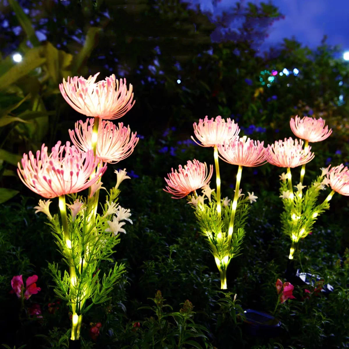 2PC solar powered shore flower ground plug-in lamp, outdoor waterproof, beautiful flower decoration, 1PCourtyard lawn decoration