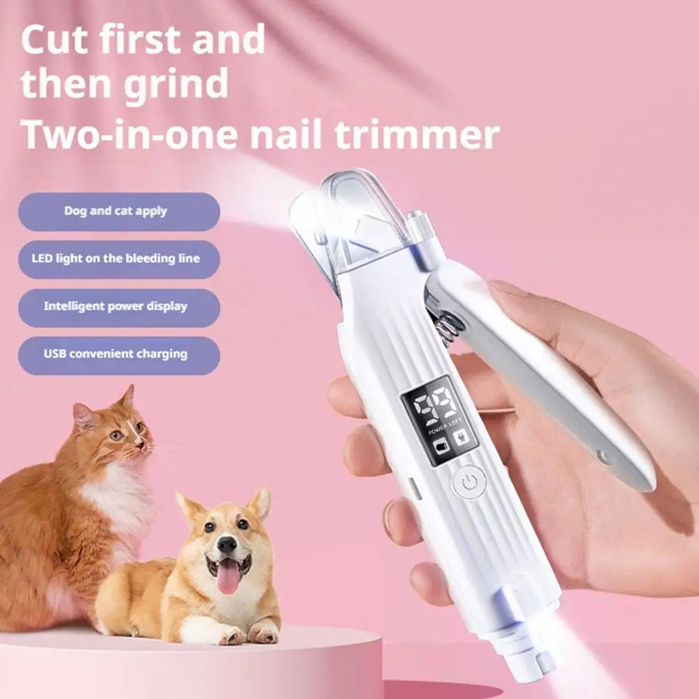 Electric 2-in-1 Pet Nail Clipper Cat Nail Clipper Dog Electric Nail Polisher Animal Multifunctional Finger Pet Nail Trimmer