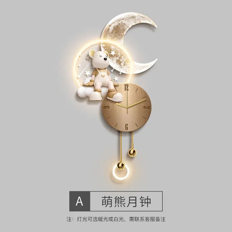 Light Luxury Living Room With High-end Feel Wall Clock Hanging Painting Dining Room Wall Lamp Reloj De Pared Grande Modern
